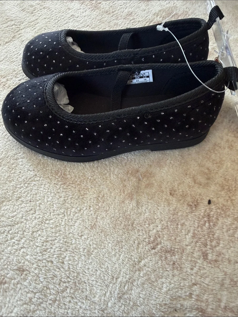 Carter's Black Glitter Dot Girls Ballet Flats